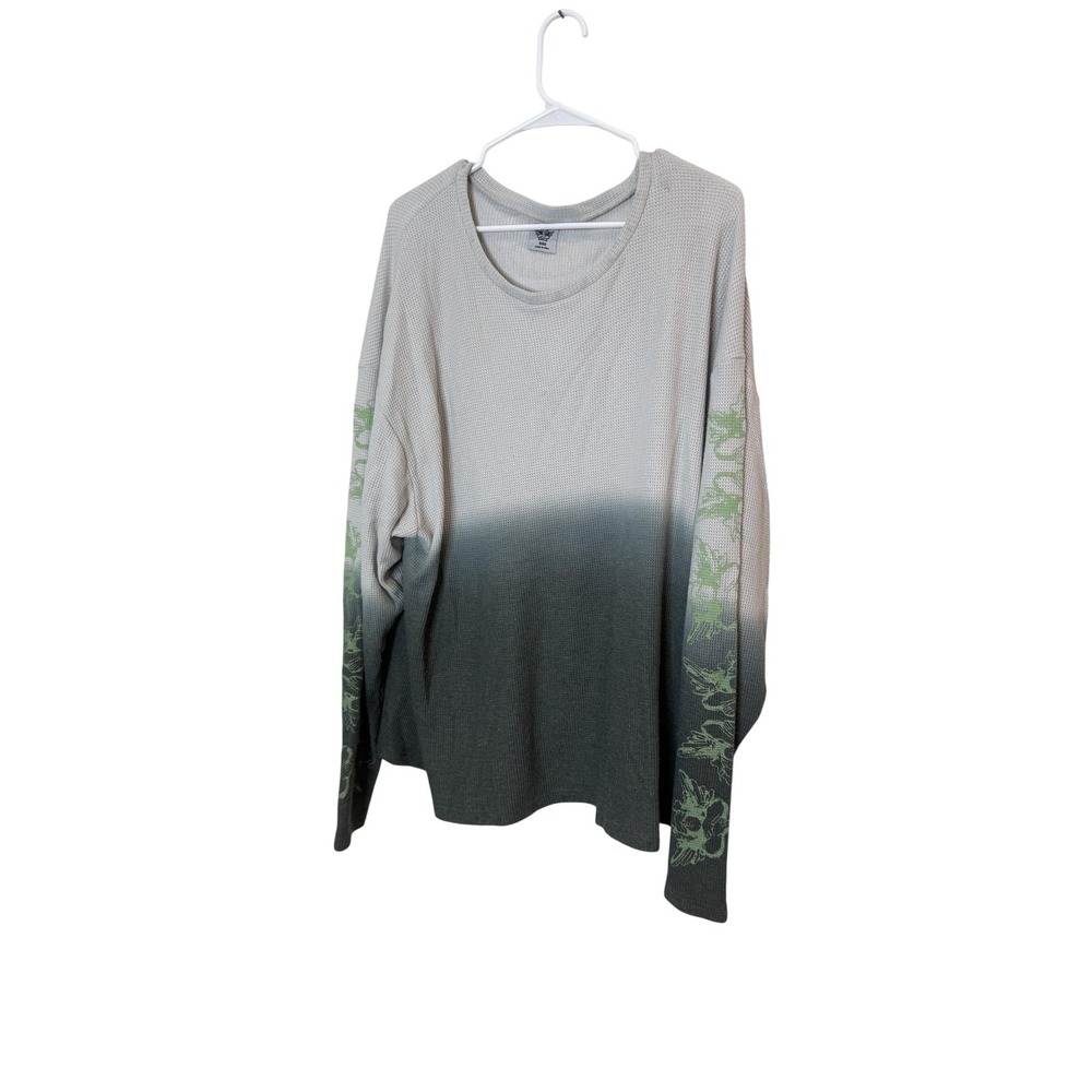 Boys Lie Shirt Womens One Size Gray Thermal Waffle Logo Sleeve Top Long Sleeve